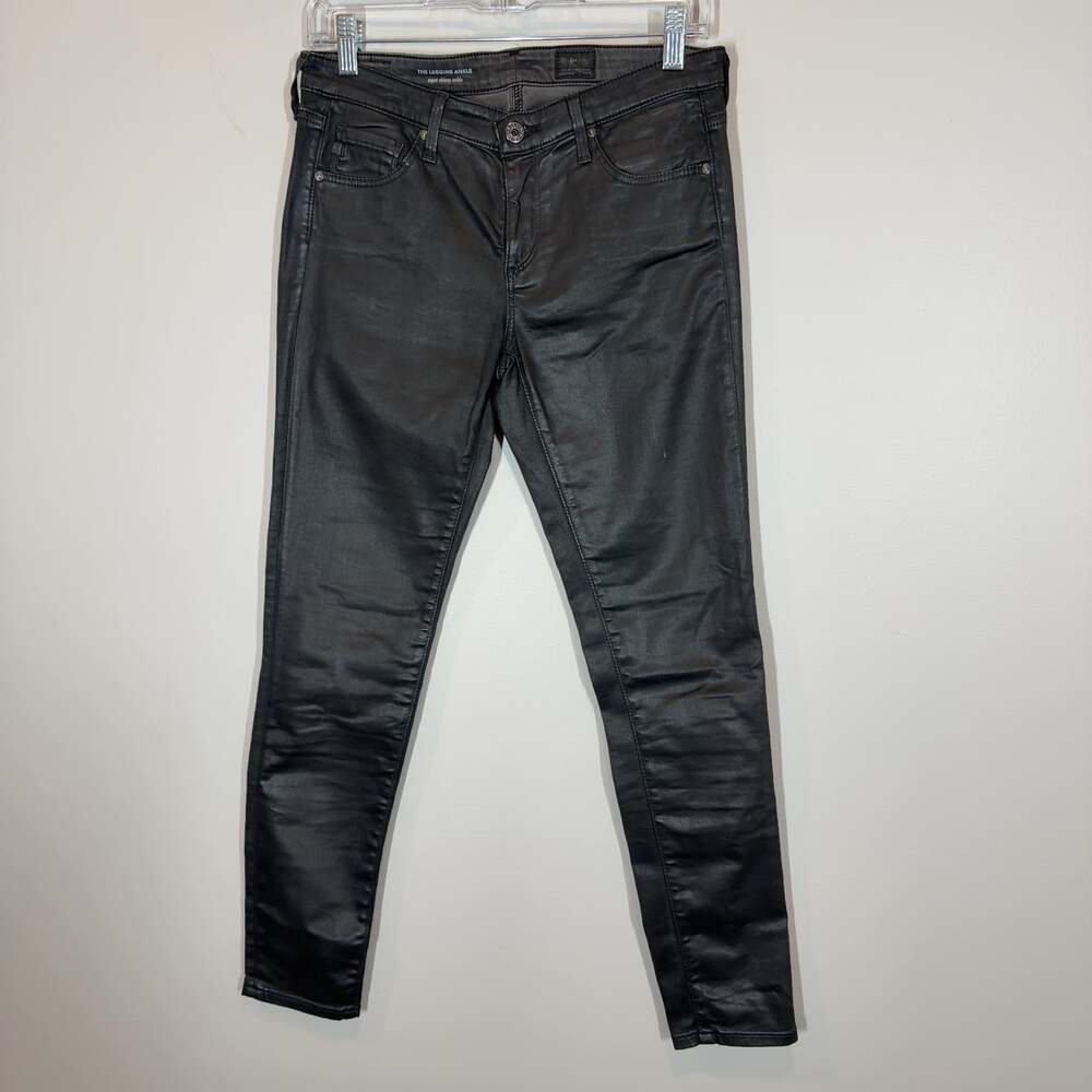 AG Adriano Goldschmied The Legging Ankle Coated Black Skinny Jeans 27R